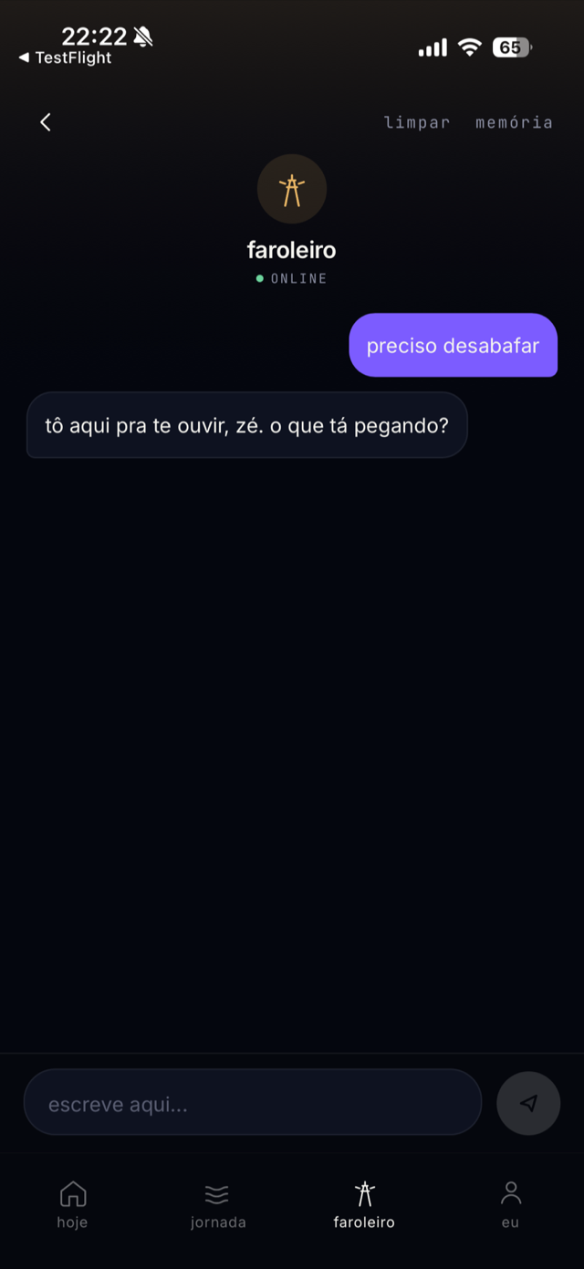 Conversa real com o Faroleiro no app Maré